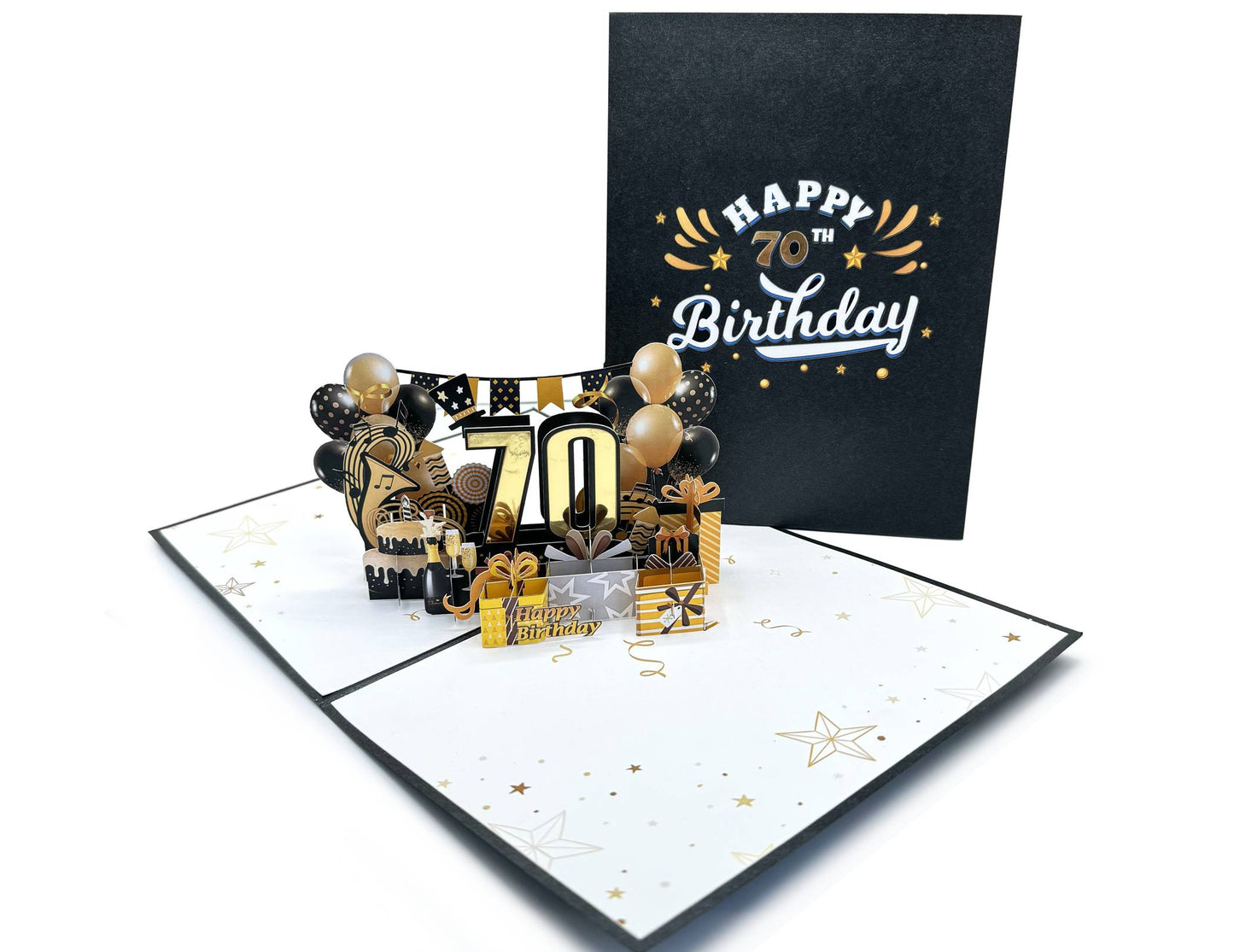 Golden 70th Birthday 3D Pop-Up Greeting Card