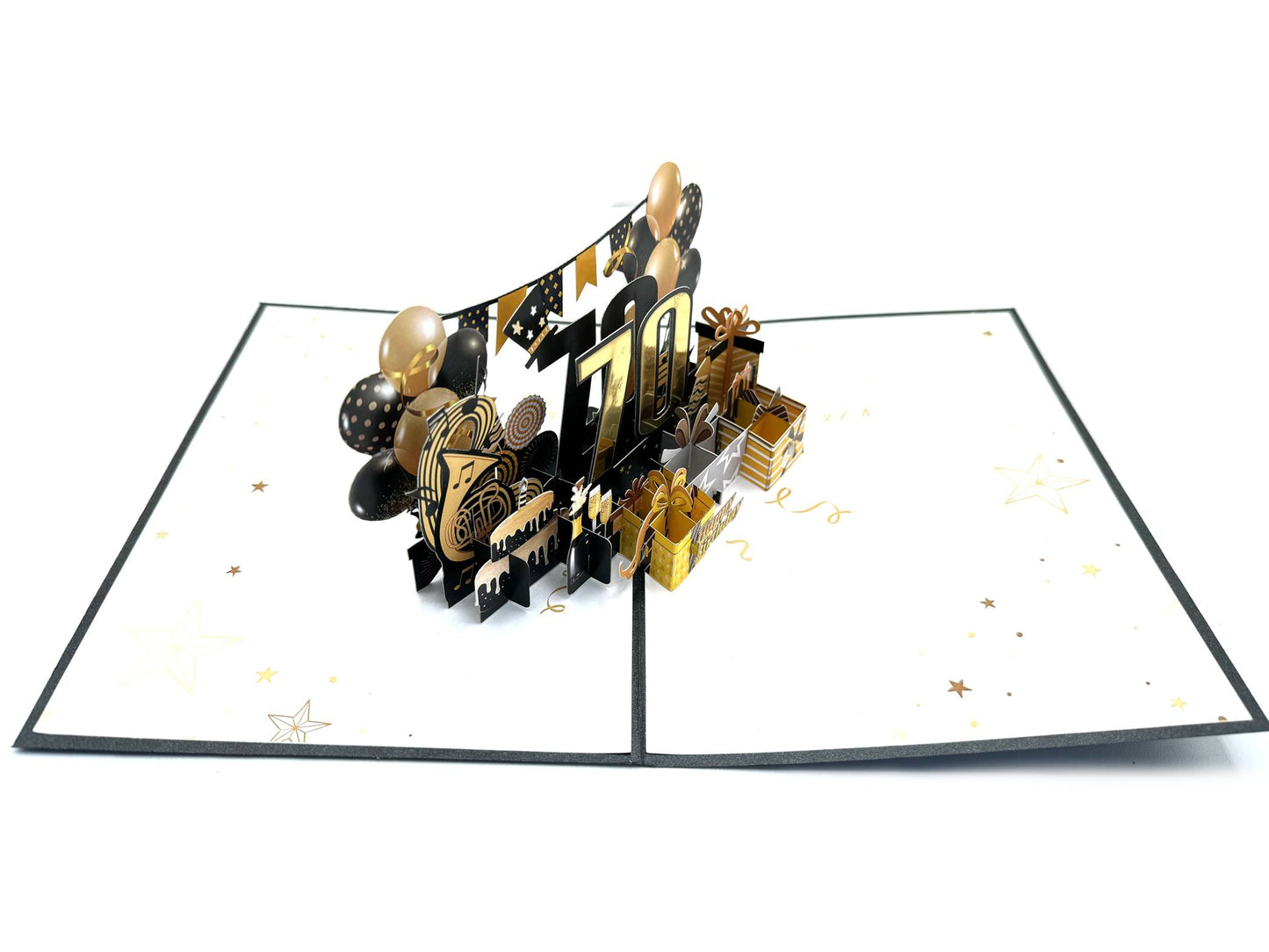 Golden 70th Birthday 3D Pop-Up Greeting Card