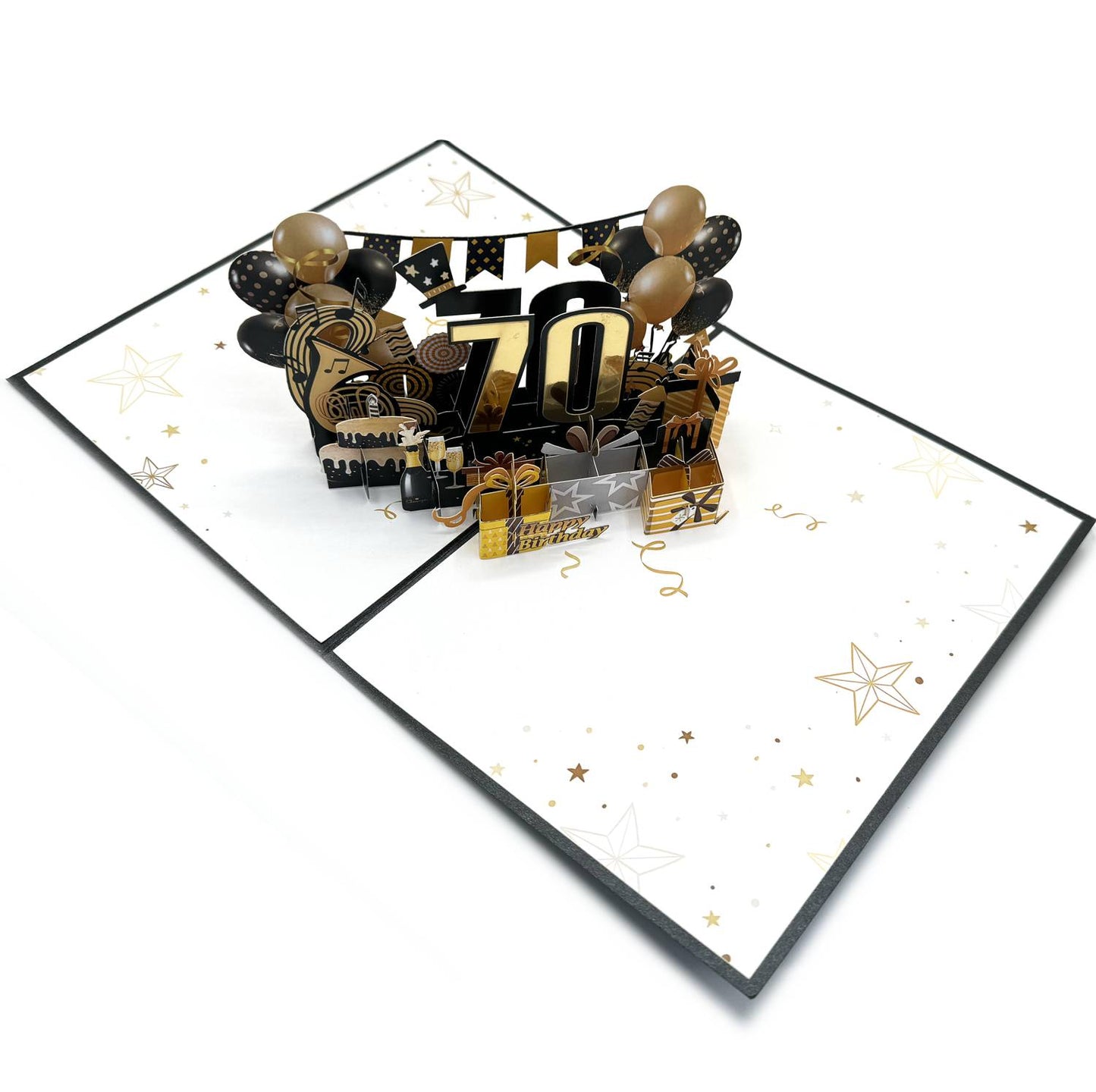 Golden 70th Birthday 3D Pop-Up Greeting Card