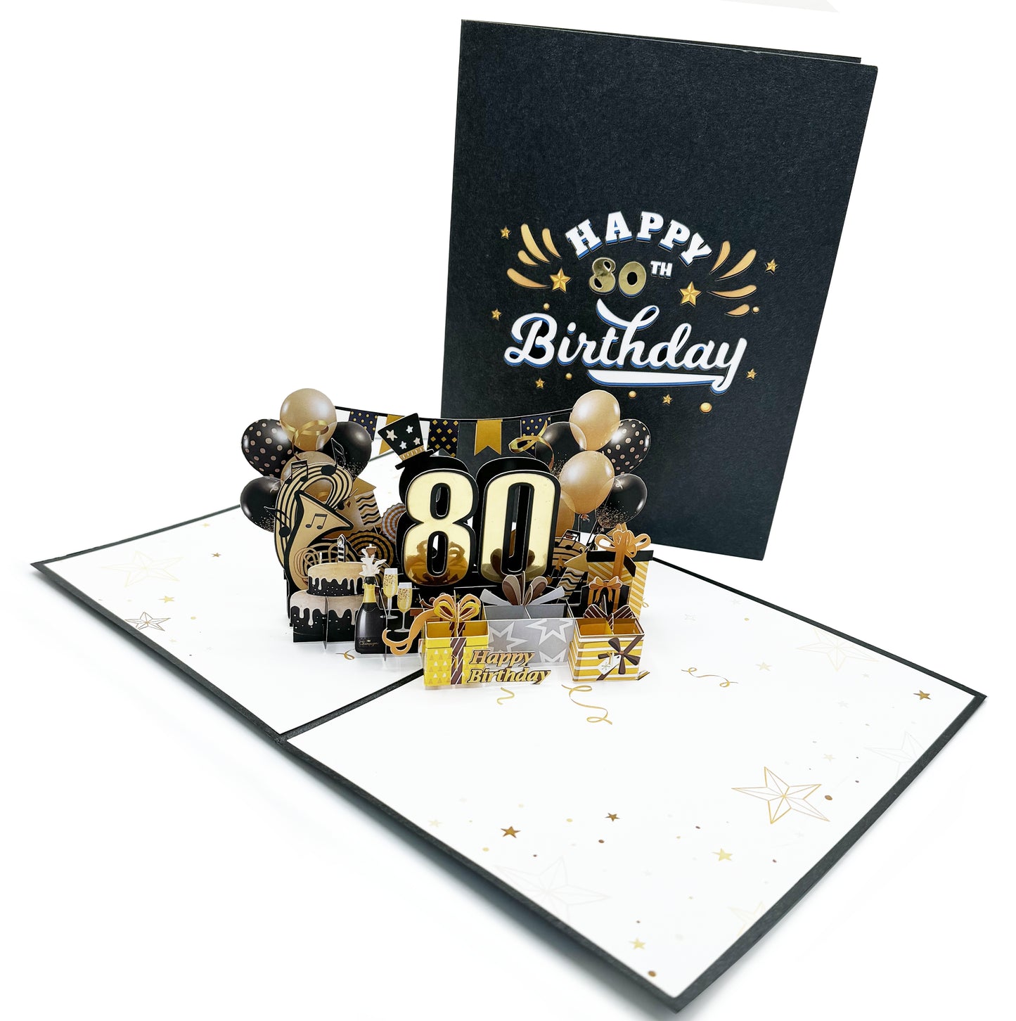 Golden 80th 3D Pop-Up Birthday Card