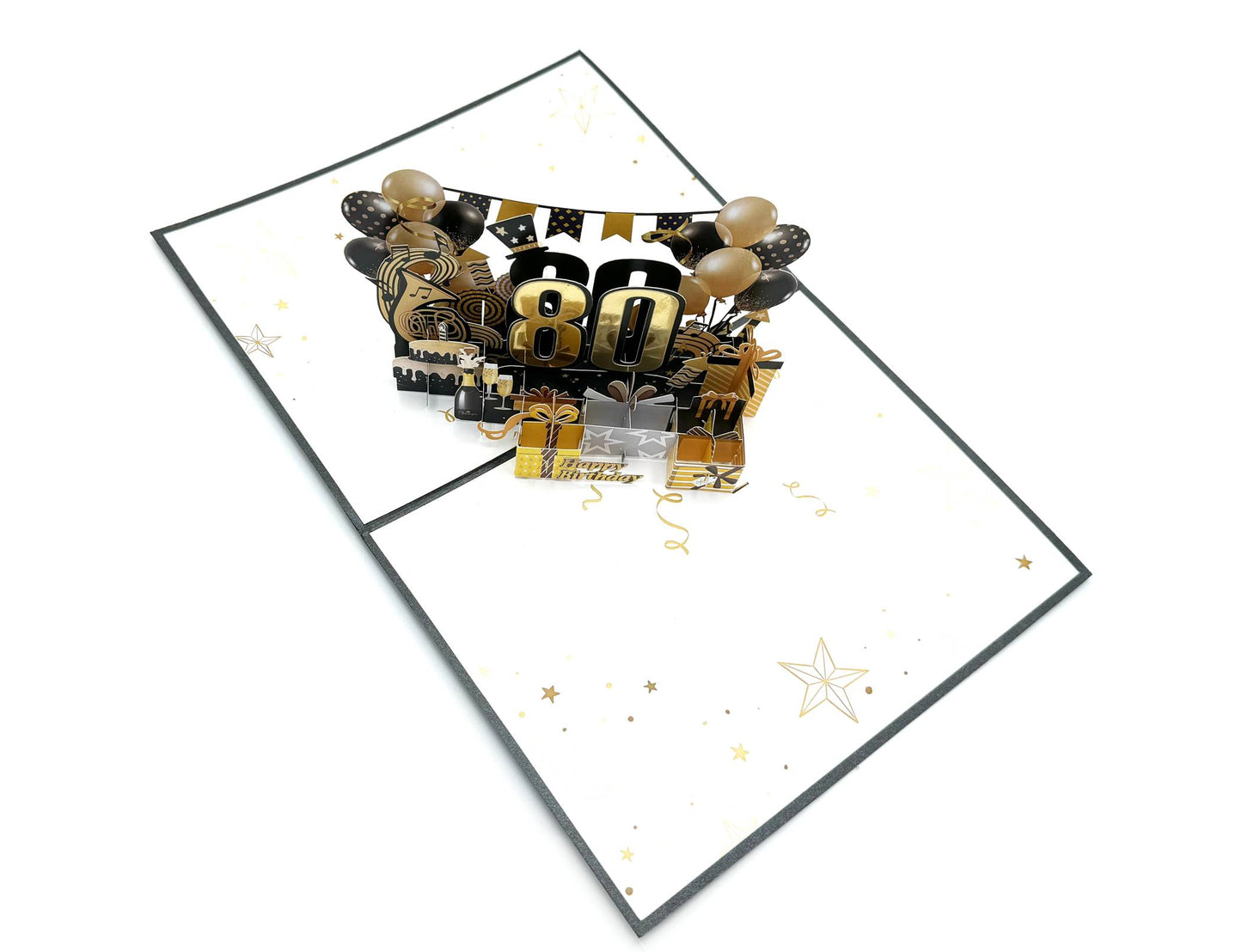 Golden 80th 3D Pop-Up Birthday Card