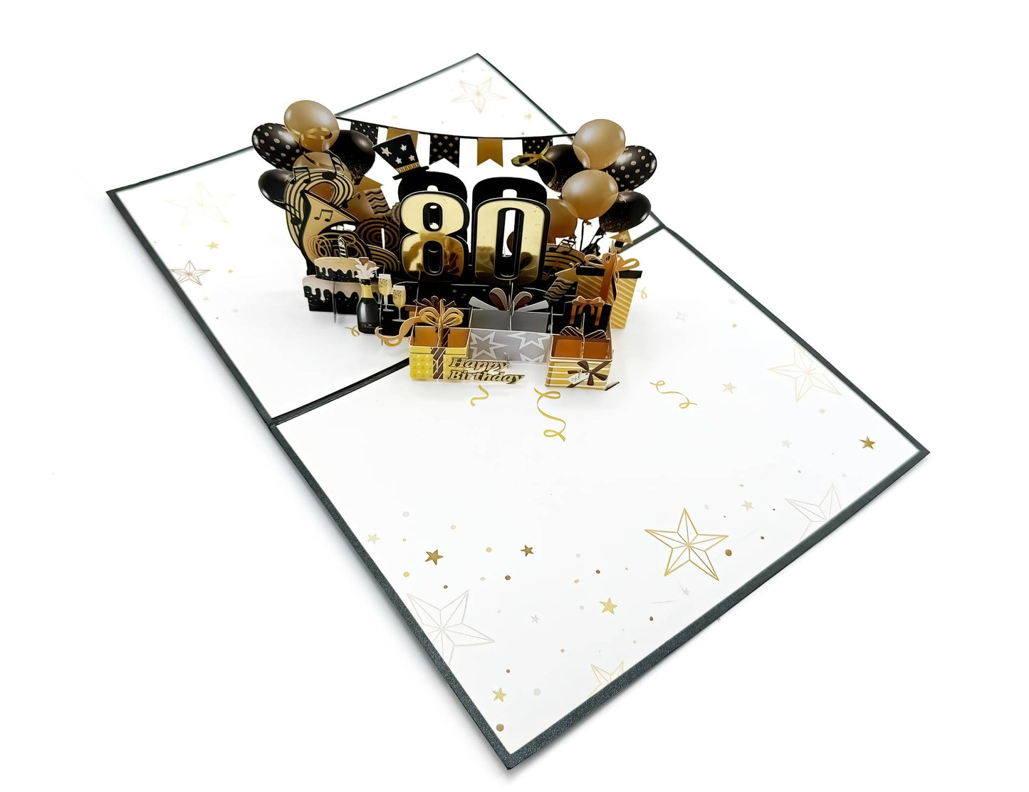 Golden 80th 3D Pop-Up Birthday Card