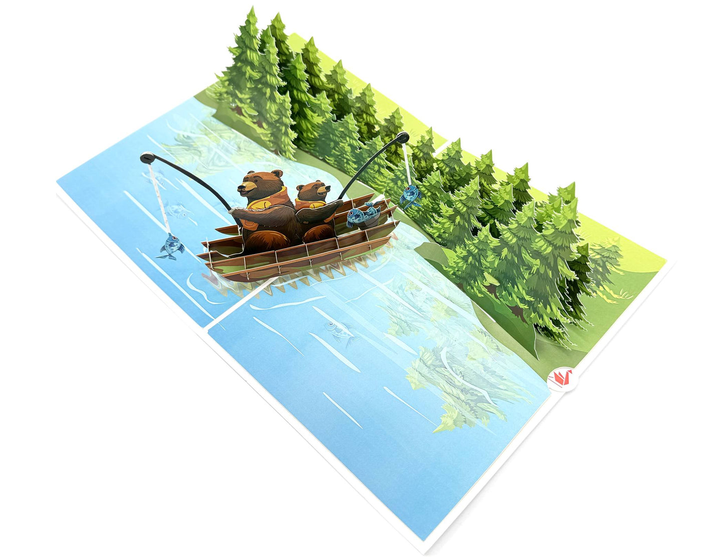 Bears Fishing on the Lake Pop-Up 3D Greeting Card