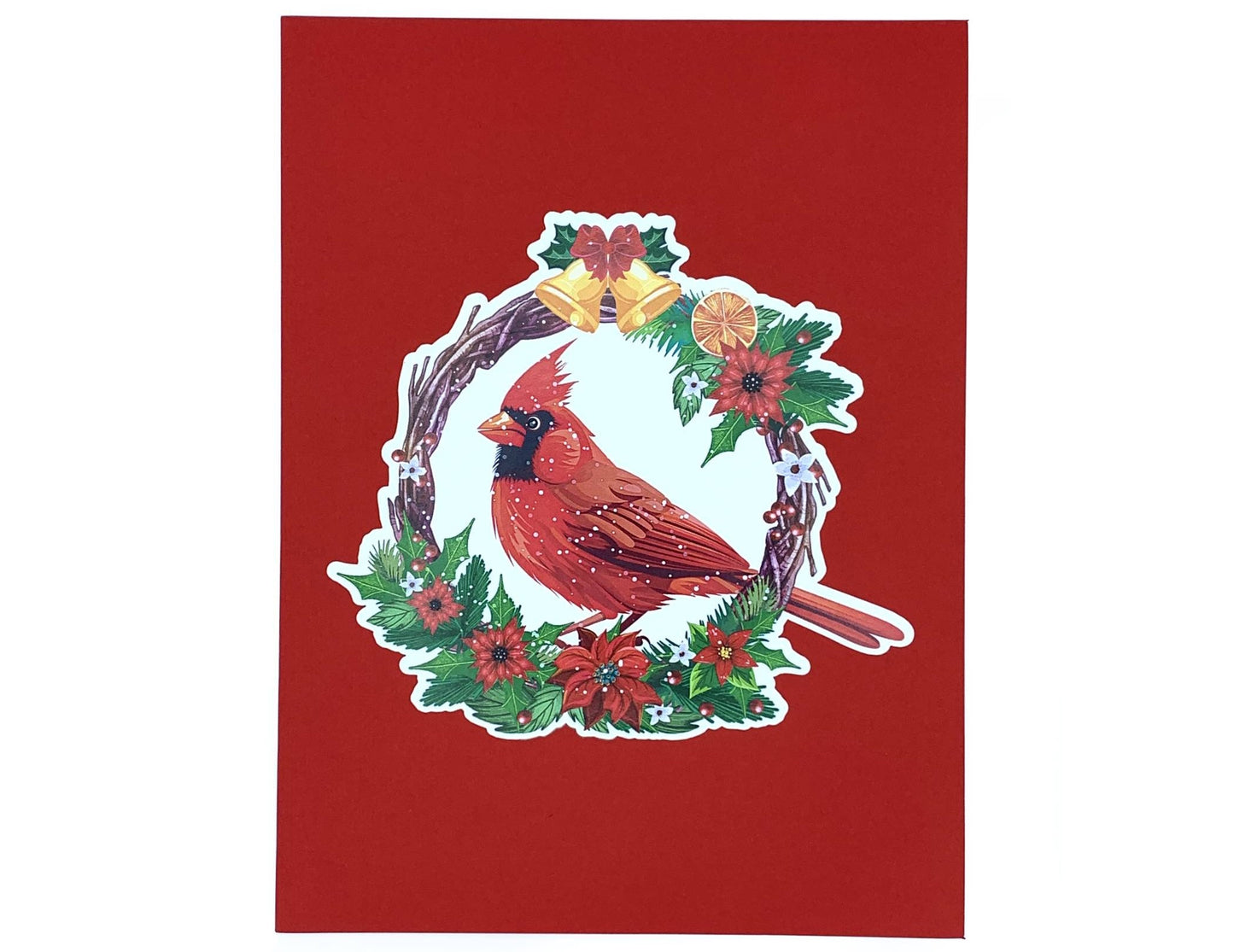 Cardinal Christmas Wreath Pop Up Card