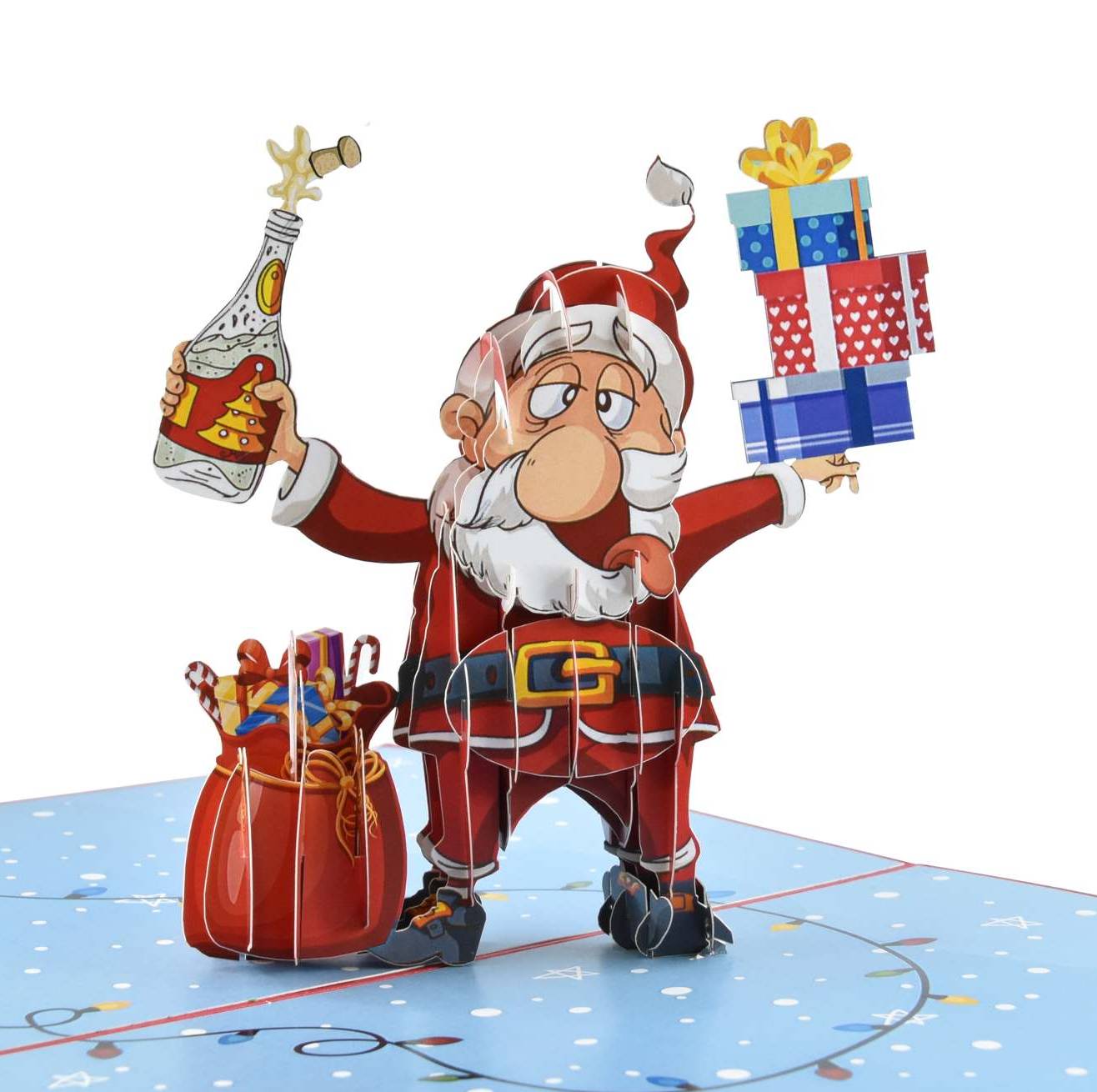 Funny Santa Claus Christmas Cheers Pop Up Card