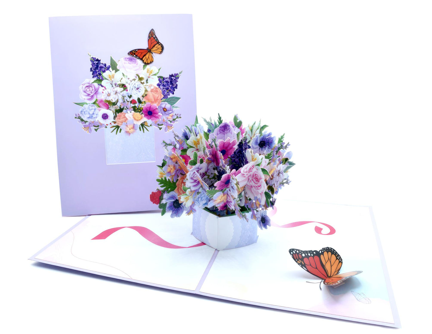 Box of Flower Bouquet for Mothers Day, Anniversary, Birthday Pop Up Card
