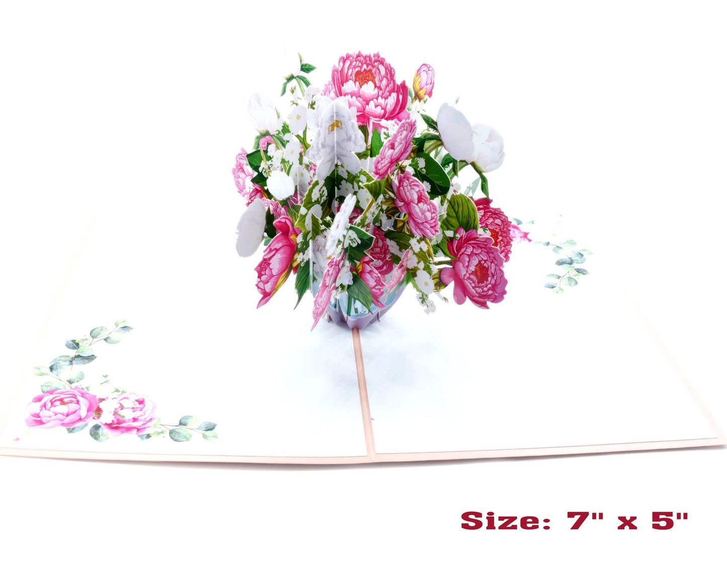 Pink Peony Flower Bouquet Pop Up Card