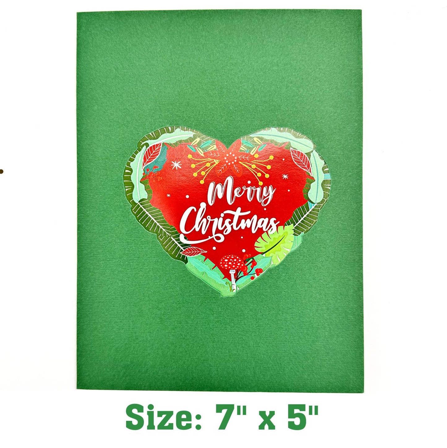 Festive Reindeer And Merry Christmas Heart Pop Up Christmas Greeting Card