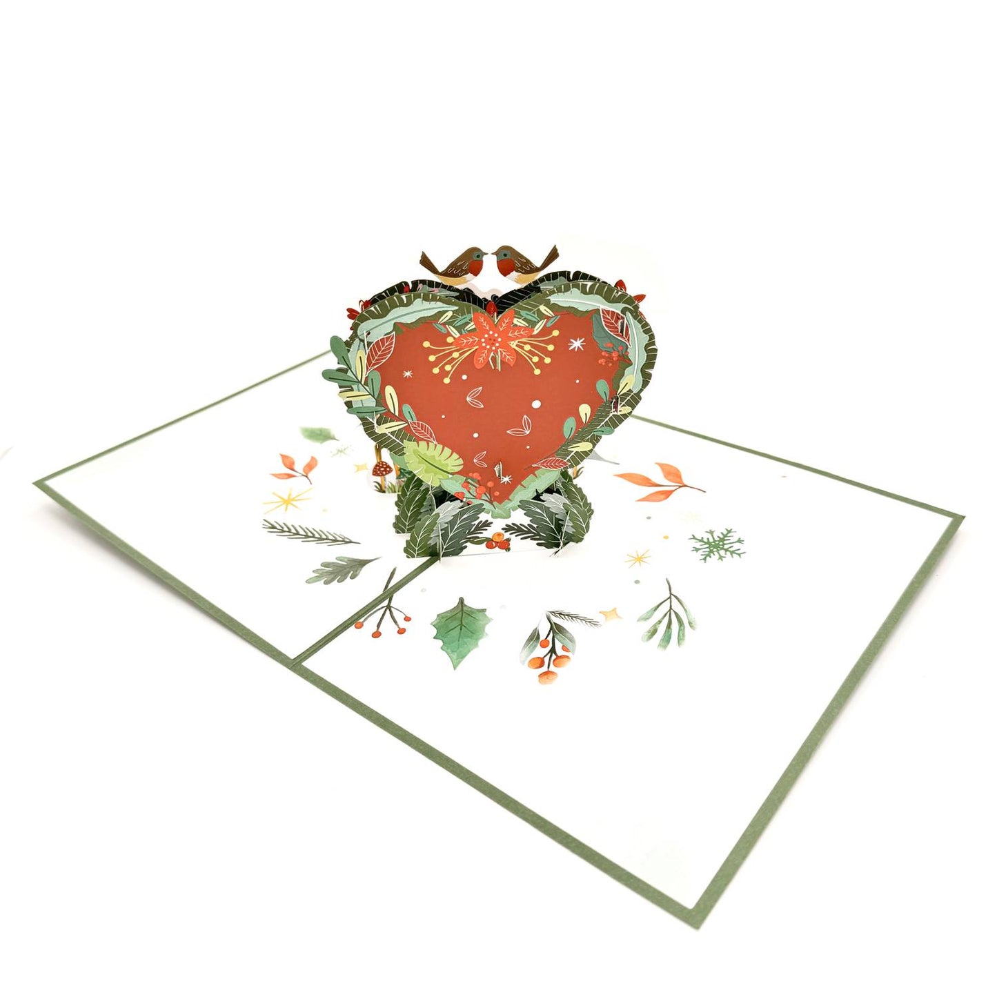 Festive Reindeer And Merry Christmas Heart Pop Up Christmas Greeting Card