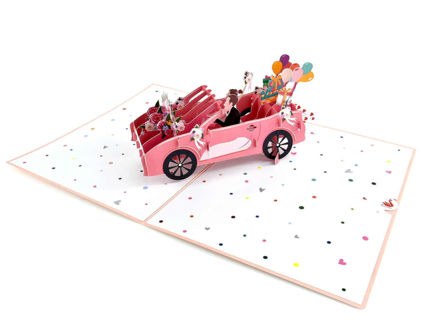 Just Married Wedding Car Pop Up Card