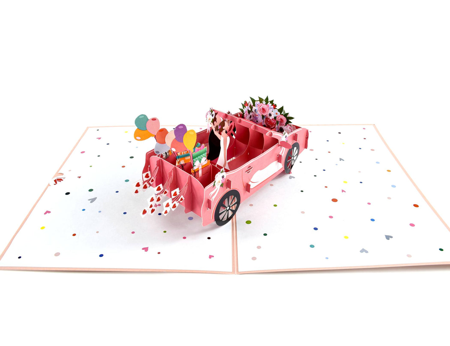 Just Married Wedding Car Pop Up Card