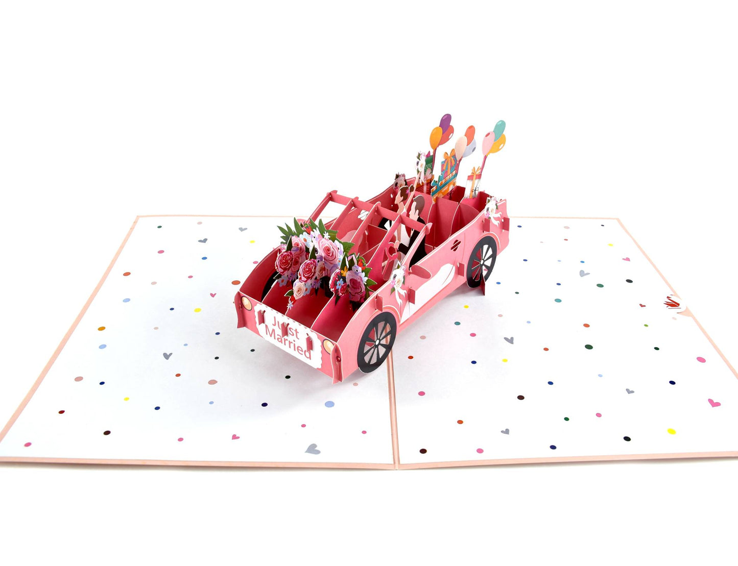 Just Married Wedding Car Pop Up Card