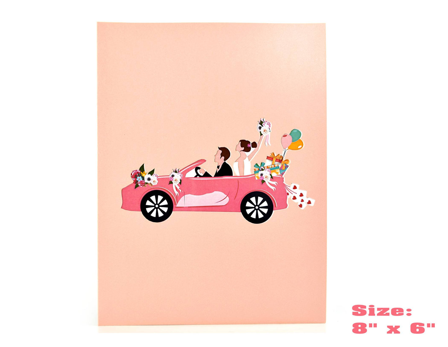 Just Married Wedding Car Pop Up Card