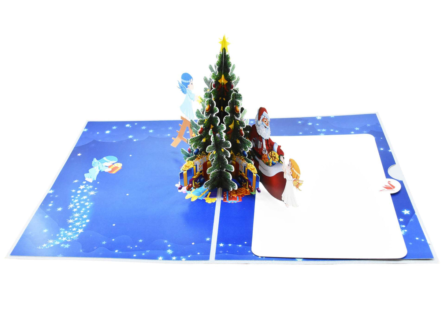 Angels decorating Christmas Tree Pop Up Card