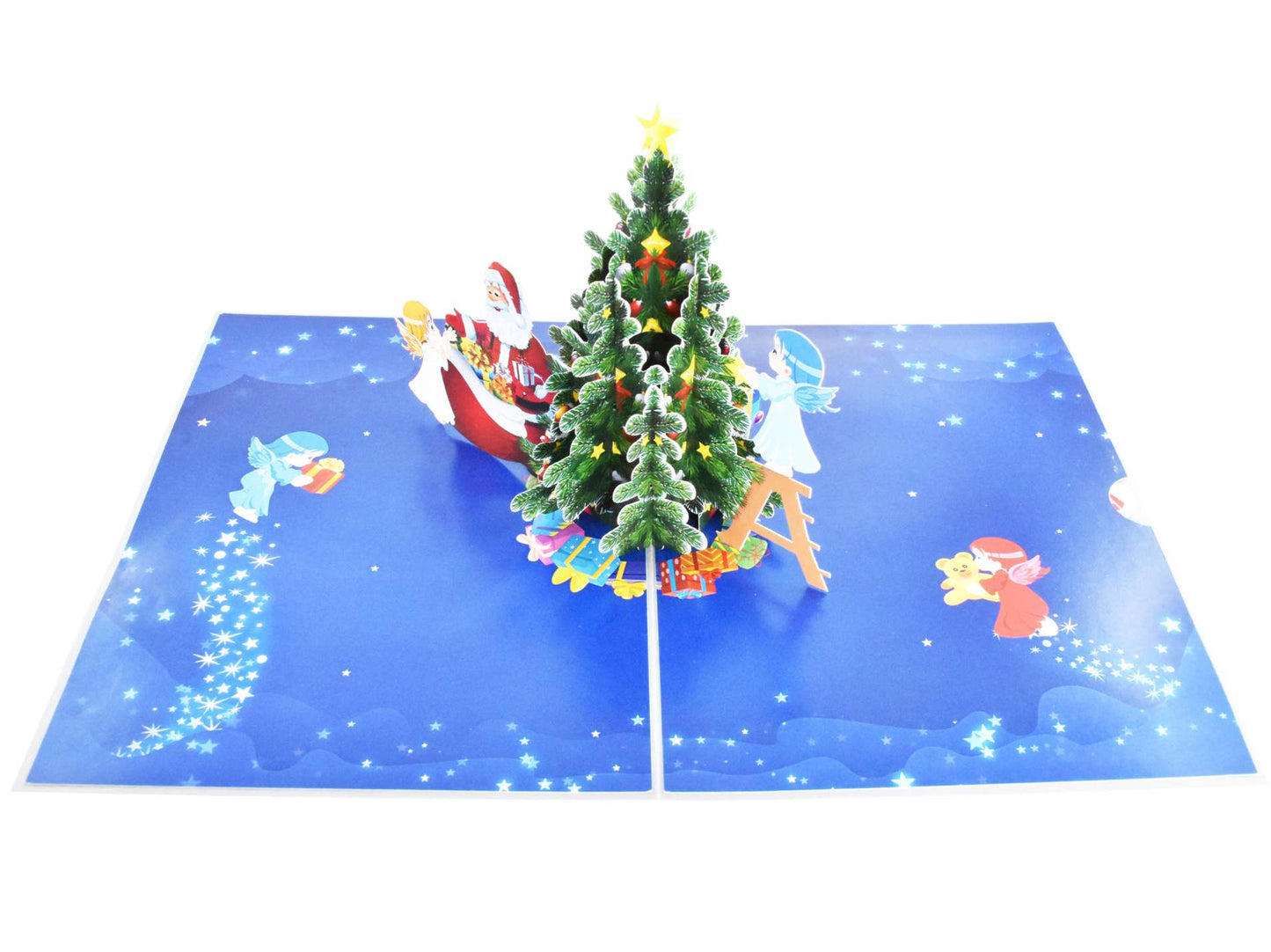 Angels decorating Christmas Tree Pop Up Card