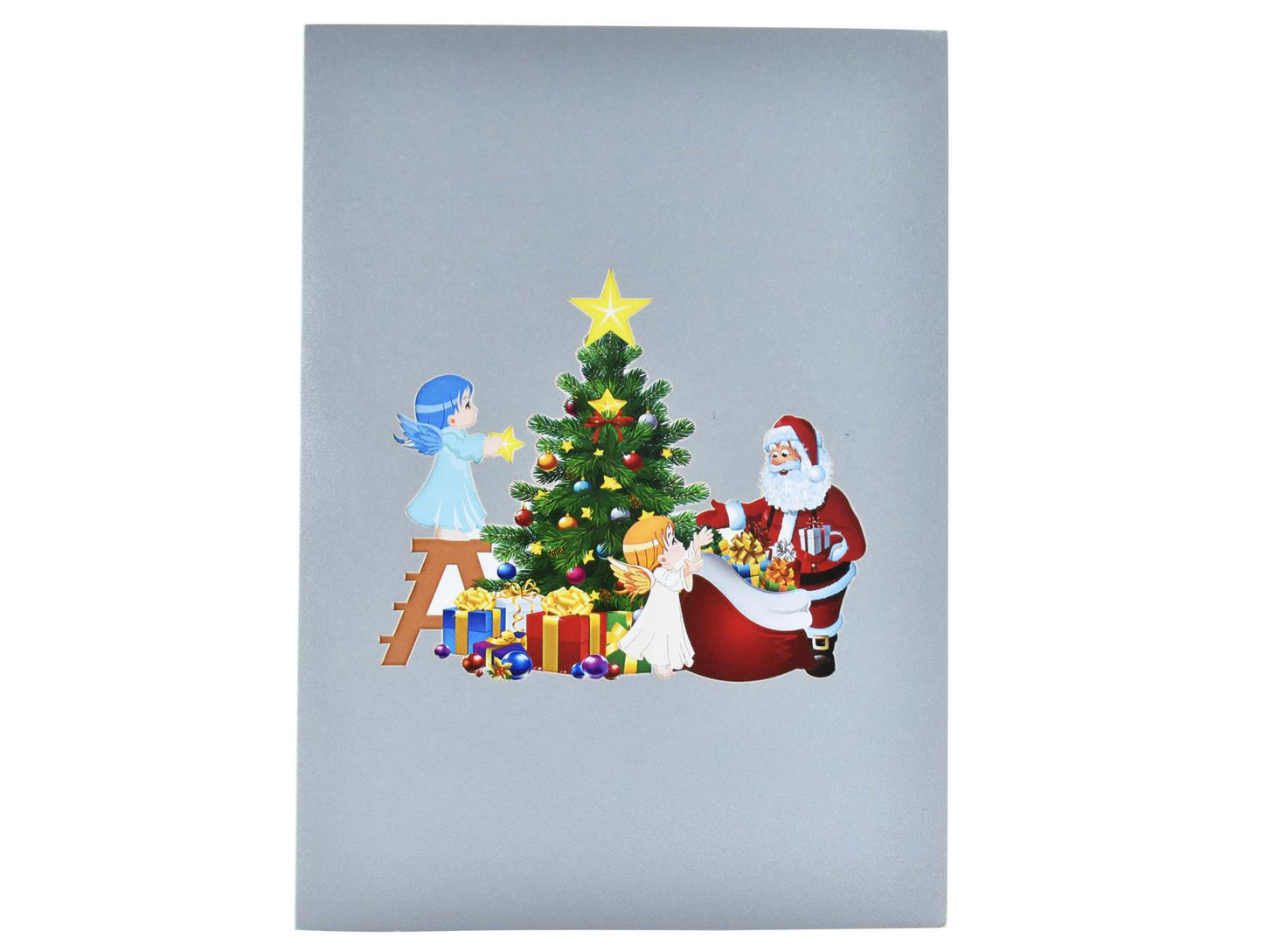 Angels decorating Christmas Tree Pop Up Card