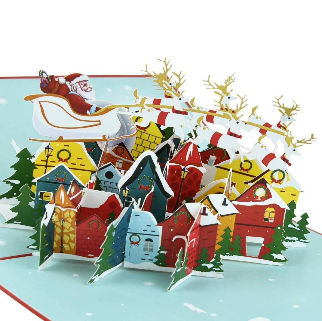 Christmas Santa Sleigh Pop Up Card