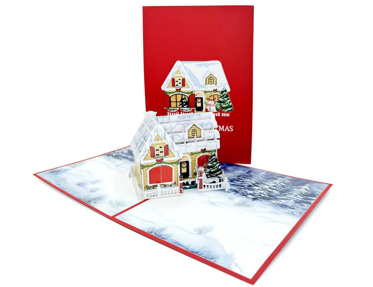 Cozy Winter Cottage Pop-Up Christmas Card