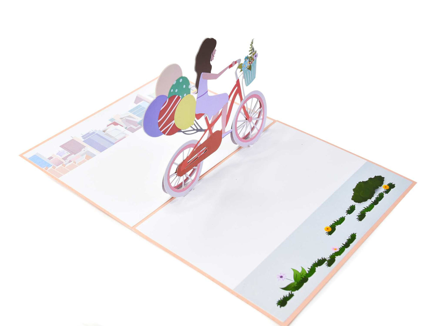 Girl Riding Bicycle Pop Up Birthday Card