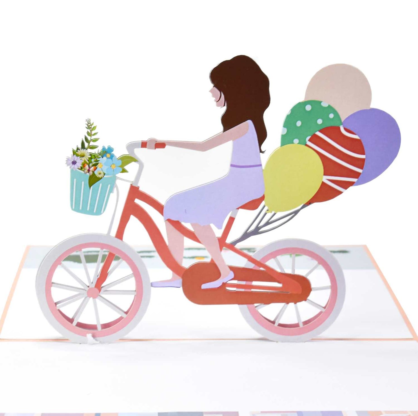 Girl Riding Bicycle Pop Up Birthday Card