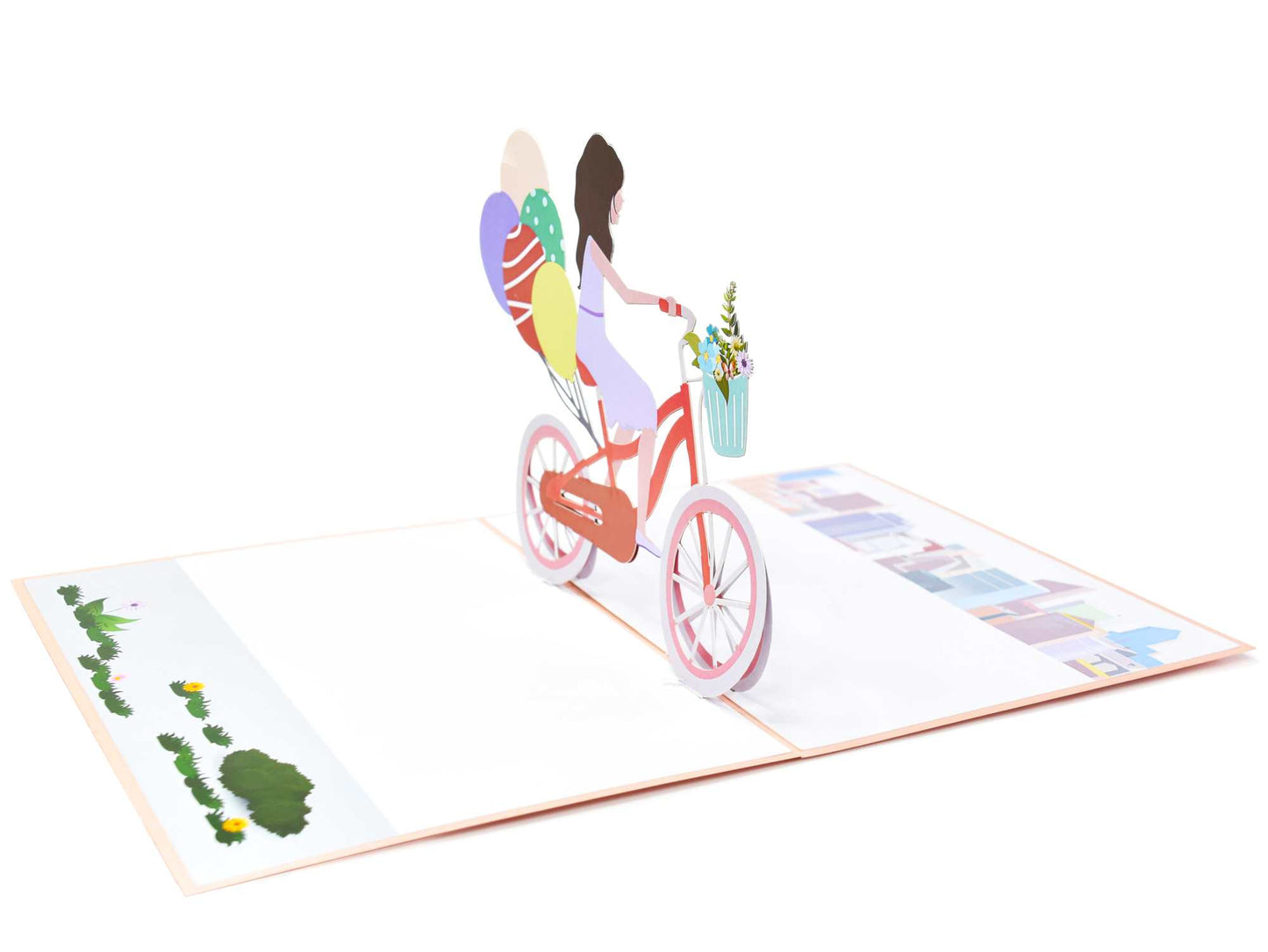 Girl Riding Bicycle Pop Up Birthday Card