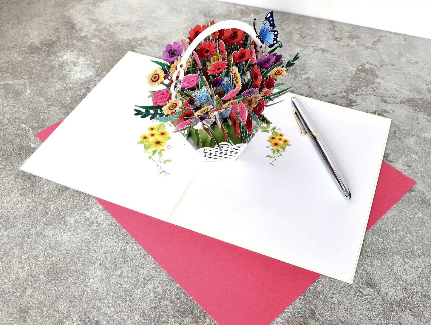 Mixed Flower Basket Pop Up Card