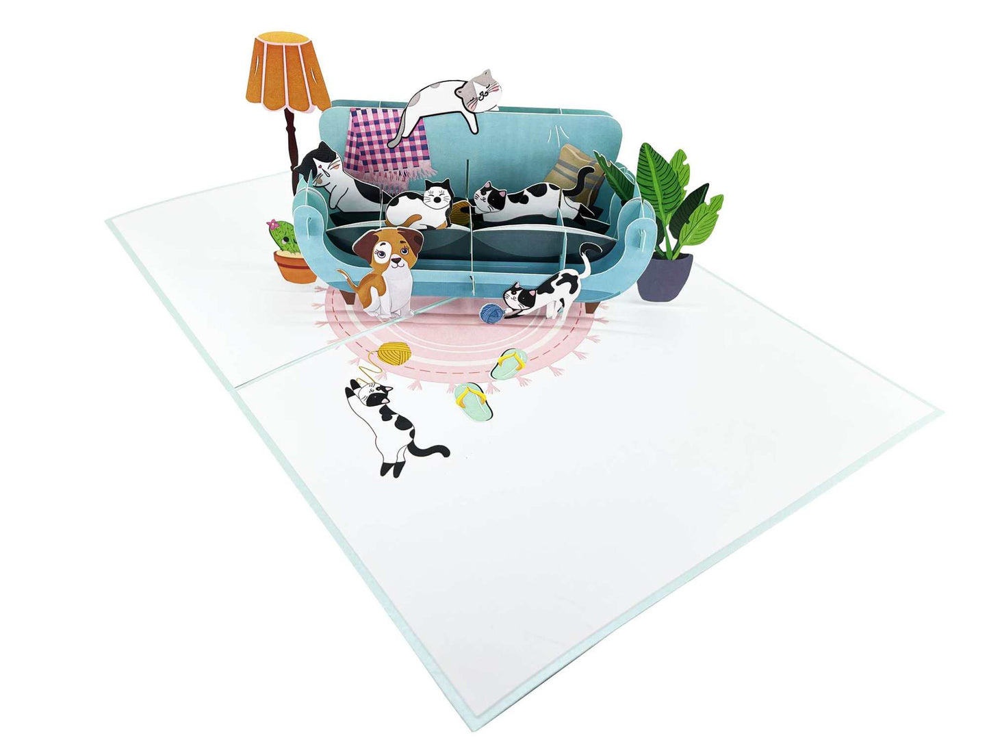 Cats on Sofa Pop Up Card