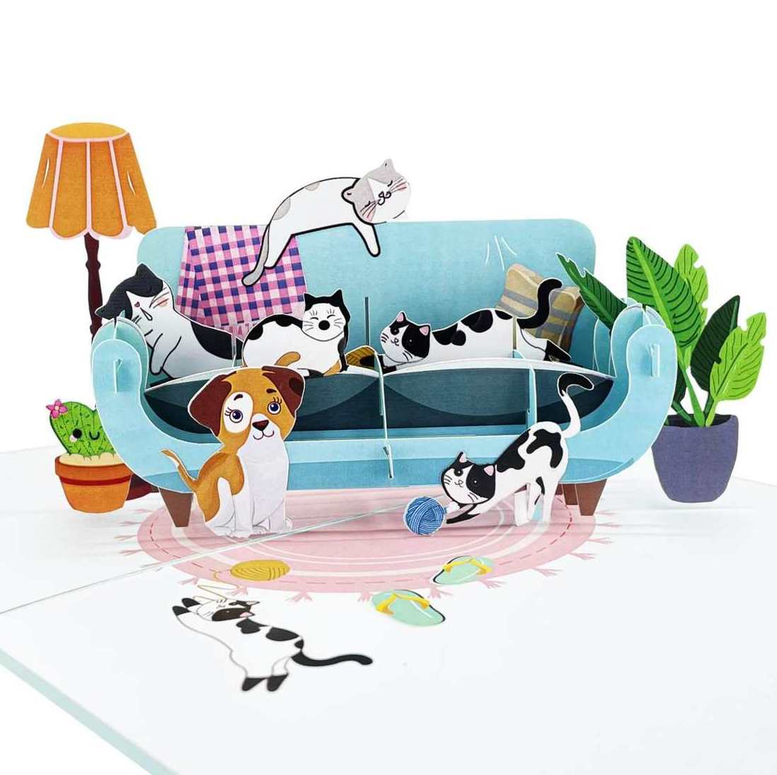 Cats on Sofa Pop Up Card