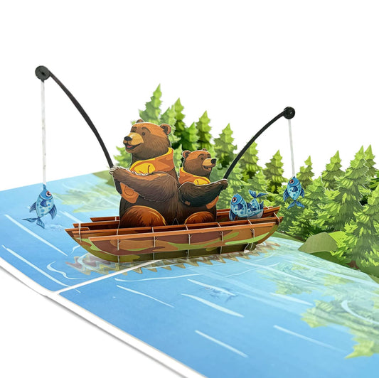 Bears Fishing on the Lake Pop-Up 3D Greeting Card