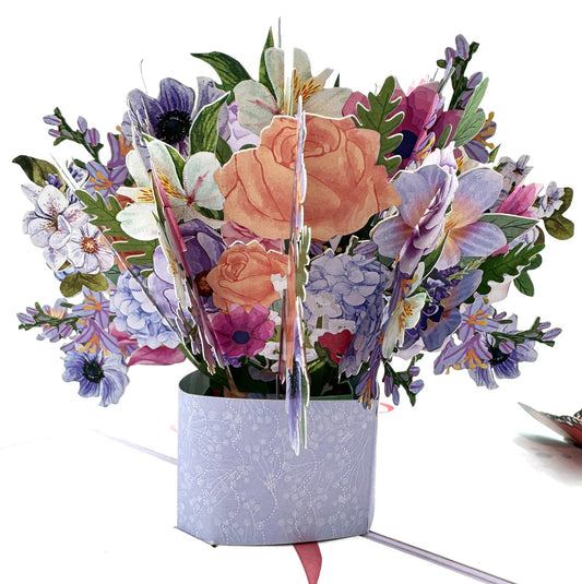 Box of Flower Bouquet for Mothers Day, Anniversary, Birthday Pop Up Card