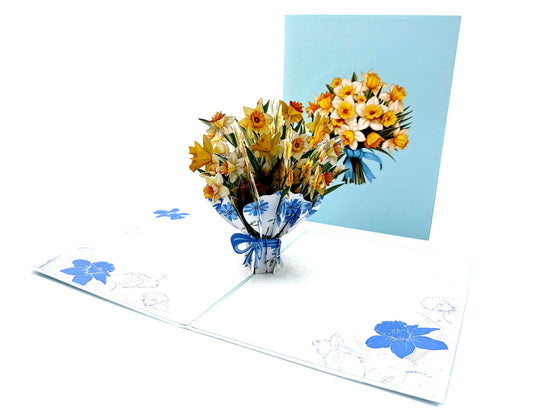 Daffodils Flower Bouquet Pop Up Card