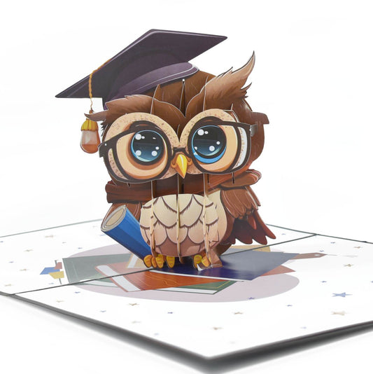Wise Little Owl Pop Up Card for Graduation Celebration