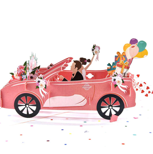 Just Married Wedding Car Pop Up Card