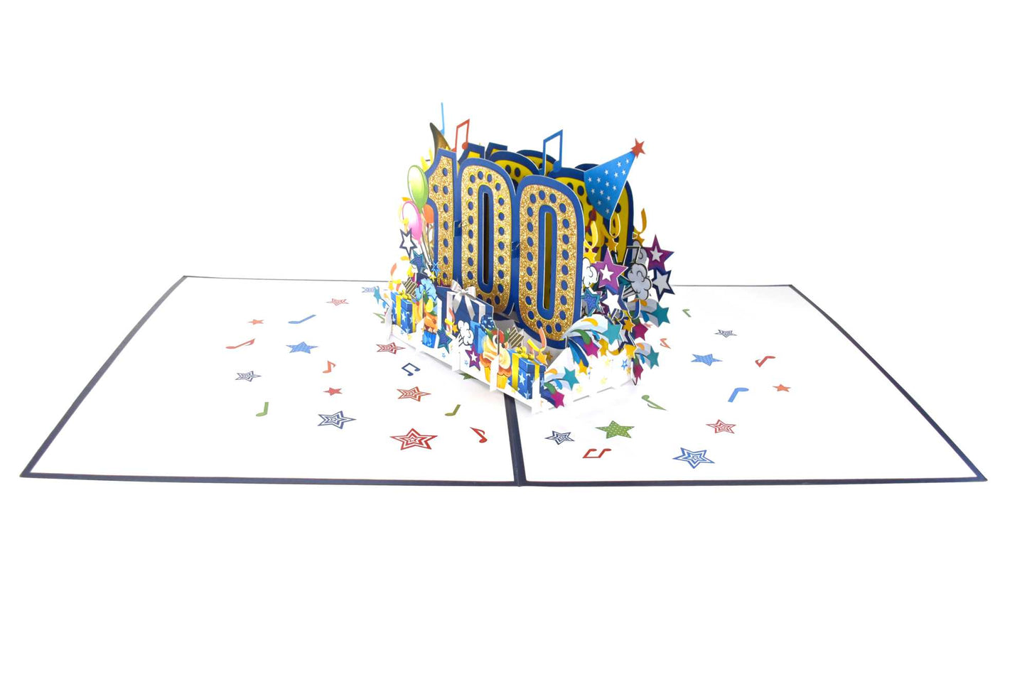 100th Birthday Pop Up Card (Blue)