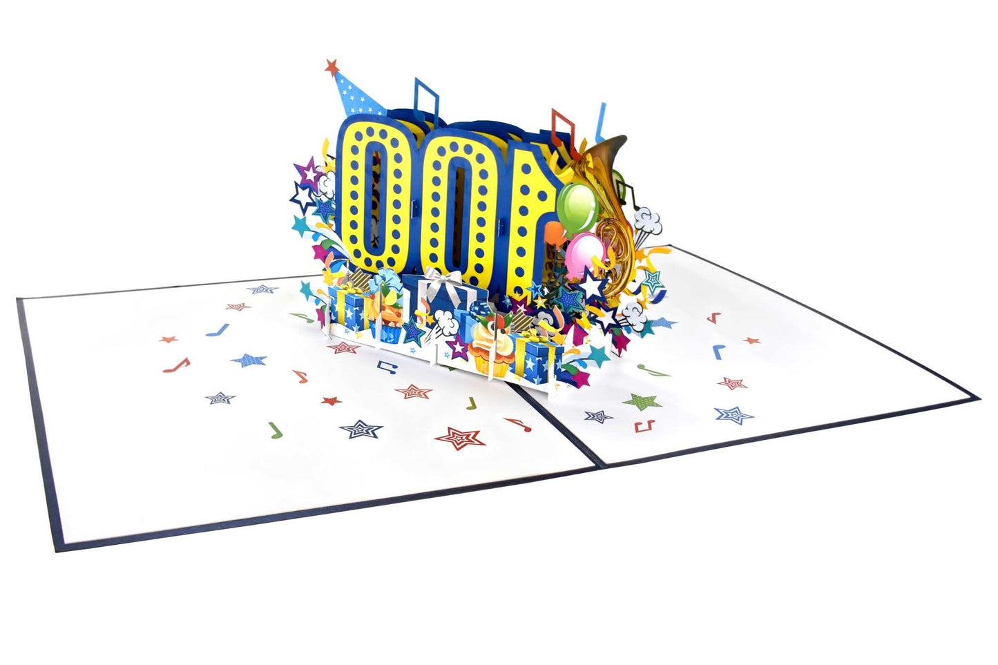 100th Birthday Pop Up Card (Blue)