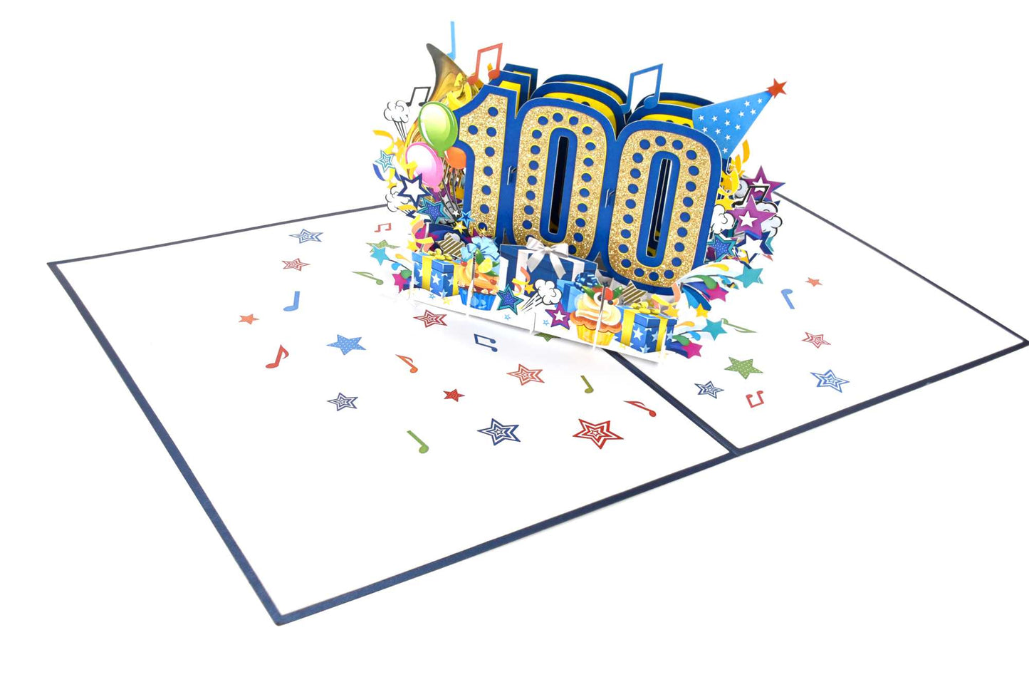 100th Birthday Pop Up Card (Blue)
