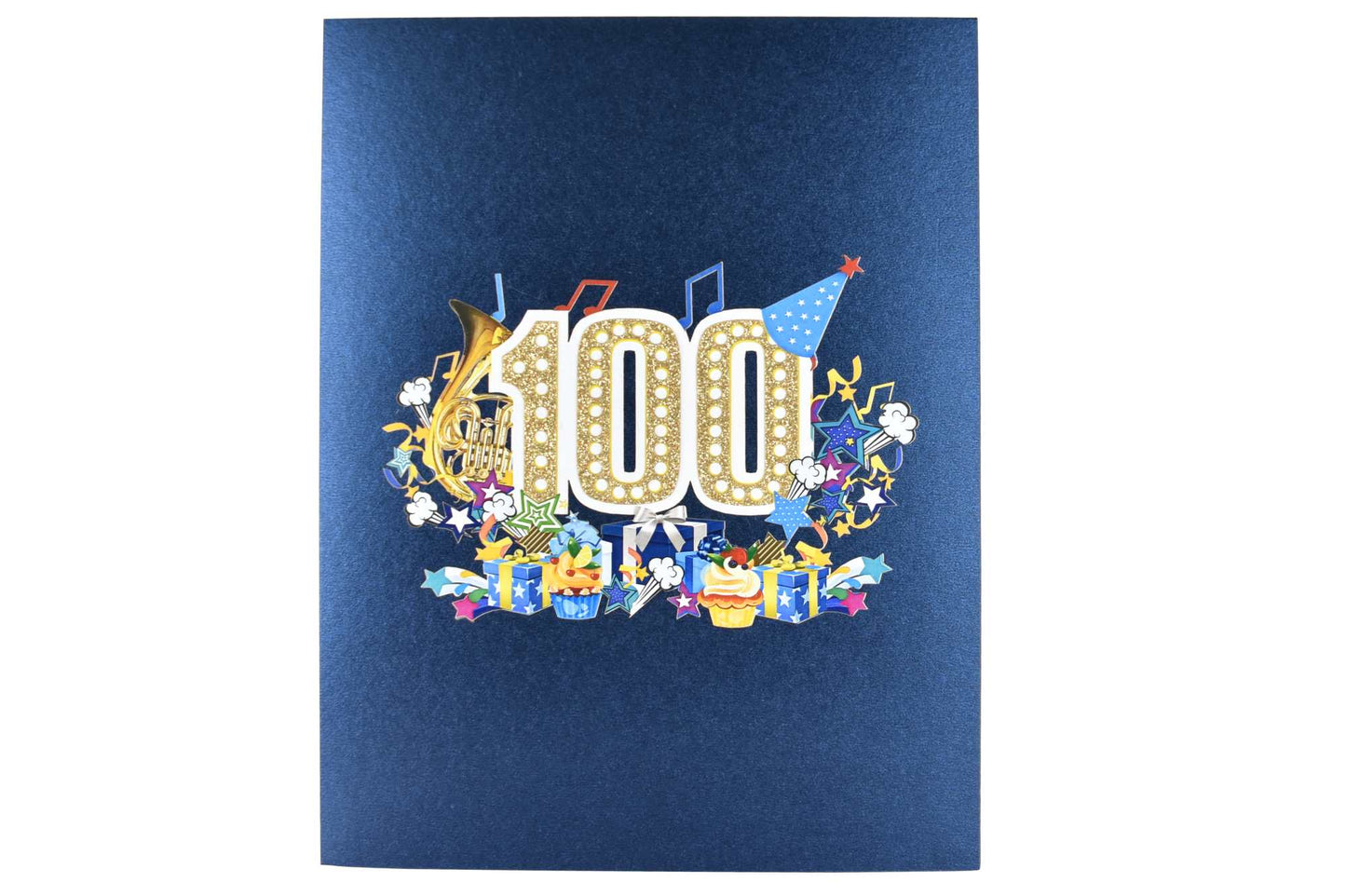 100th Birthday Pop Up Card (Blue)