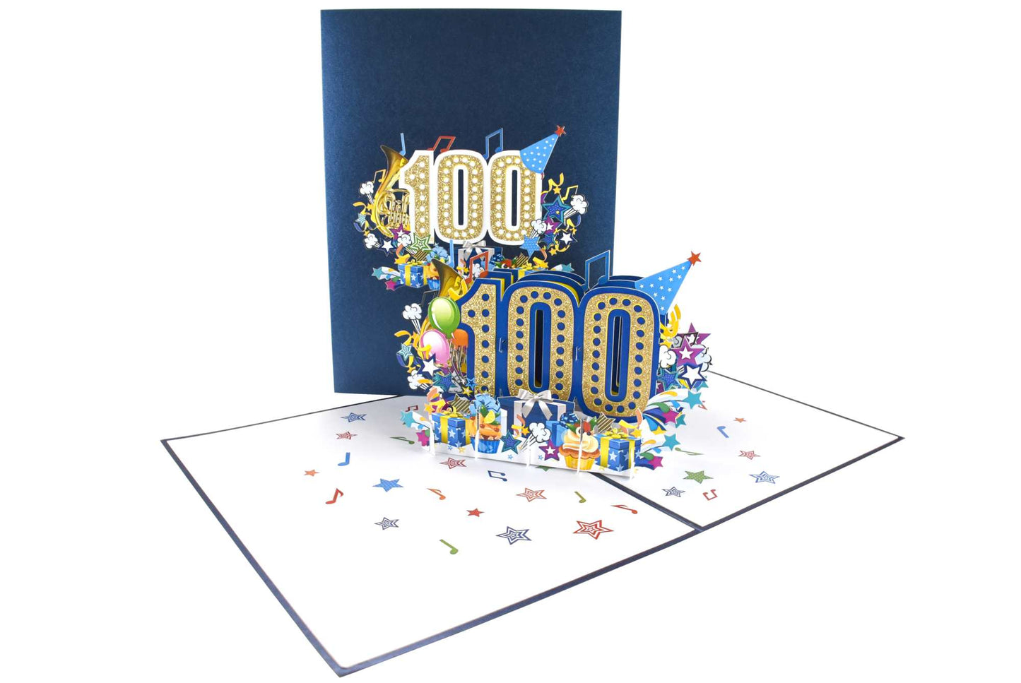 100th Birthday Pop Up Card (Blue)