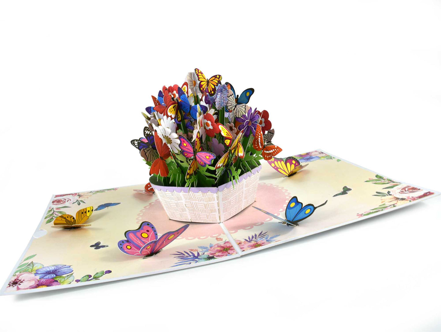 Basket of Butterflies Pop Up Card