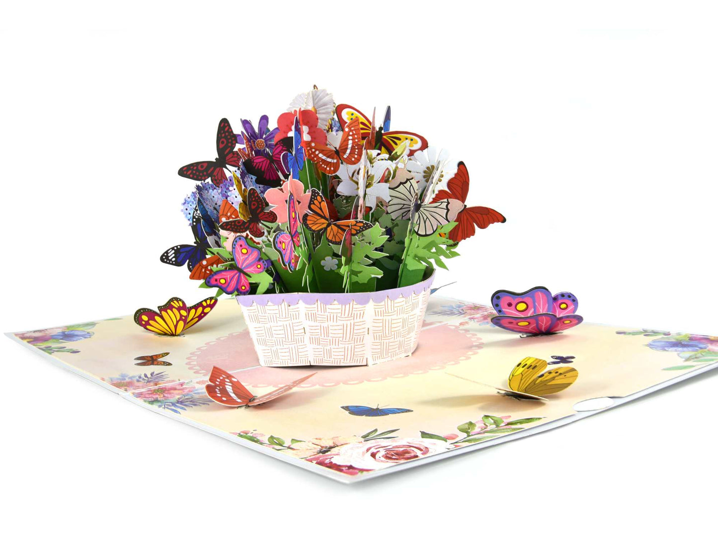 Basket of Butterflies Pop Up Card