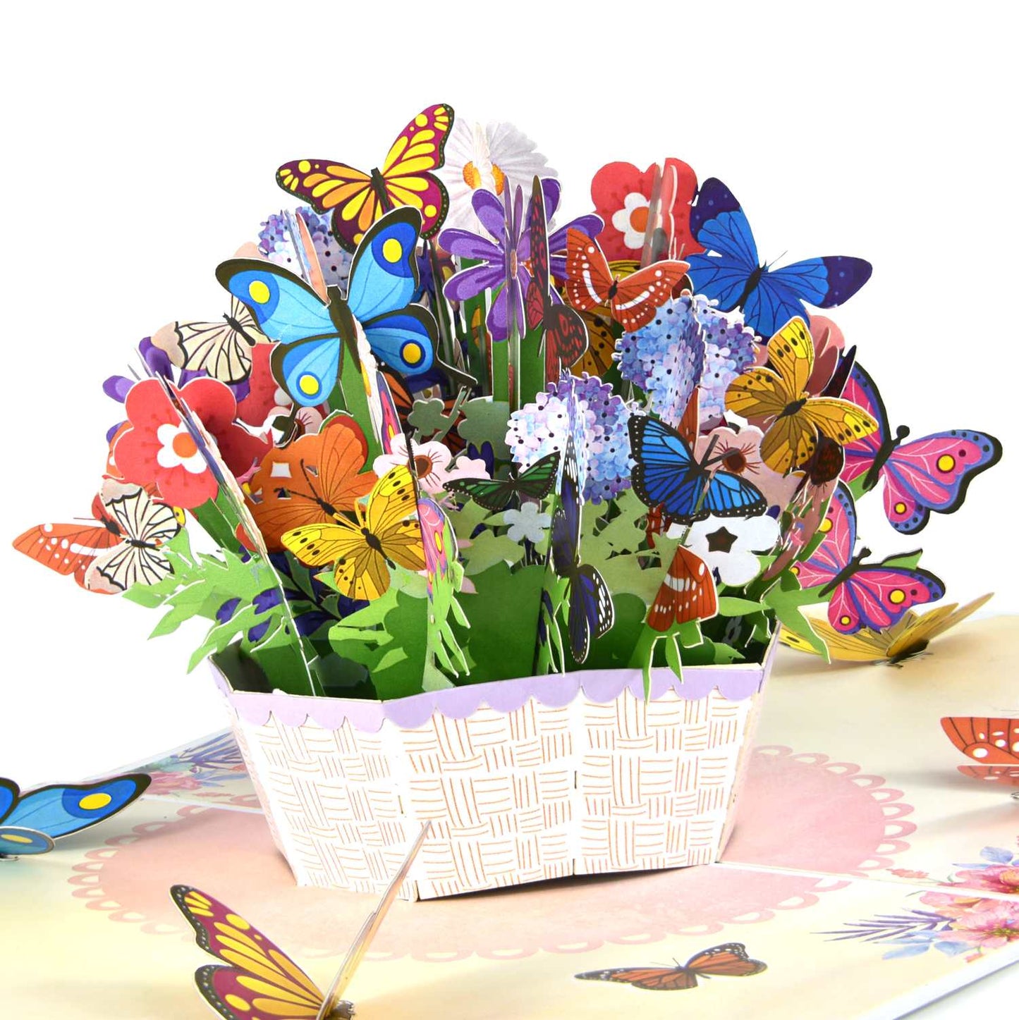 Basket of Butterflies Pop Up Card