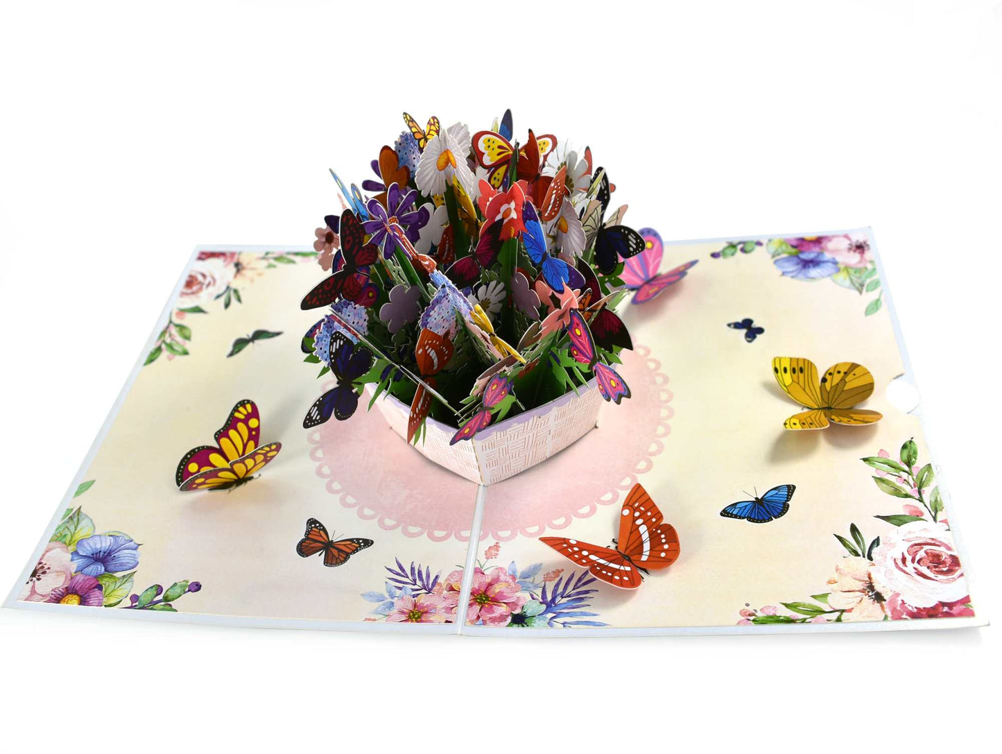Basket of Butterflies Pop Up Card