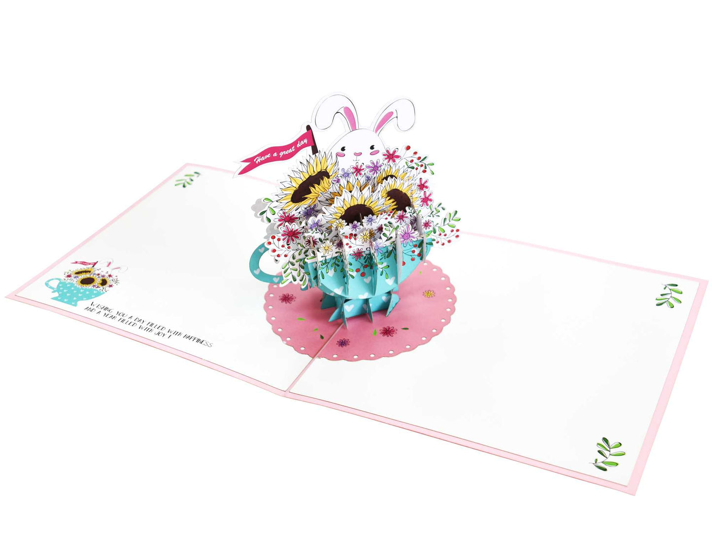 Rabbit in Flower Cup Pop Up Card