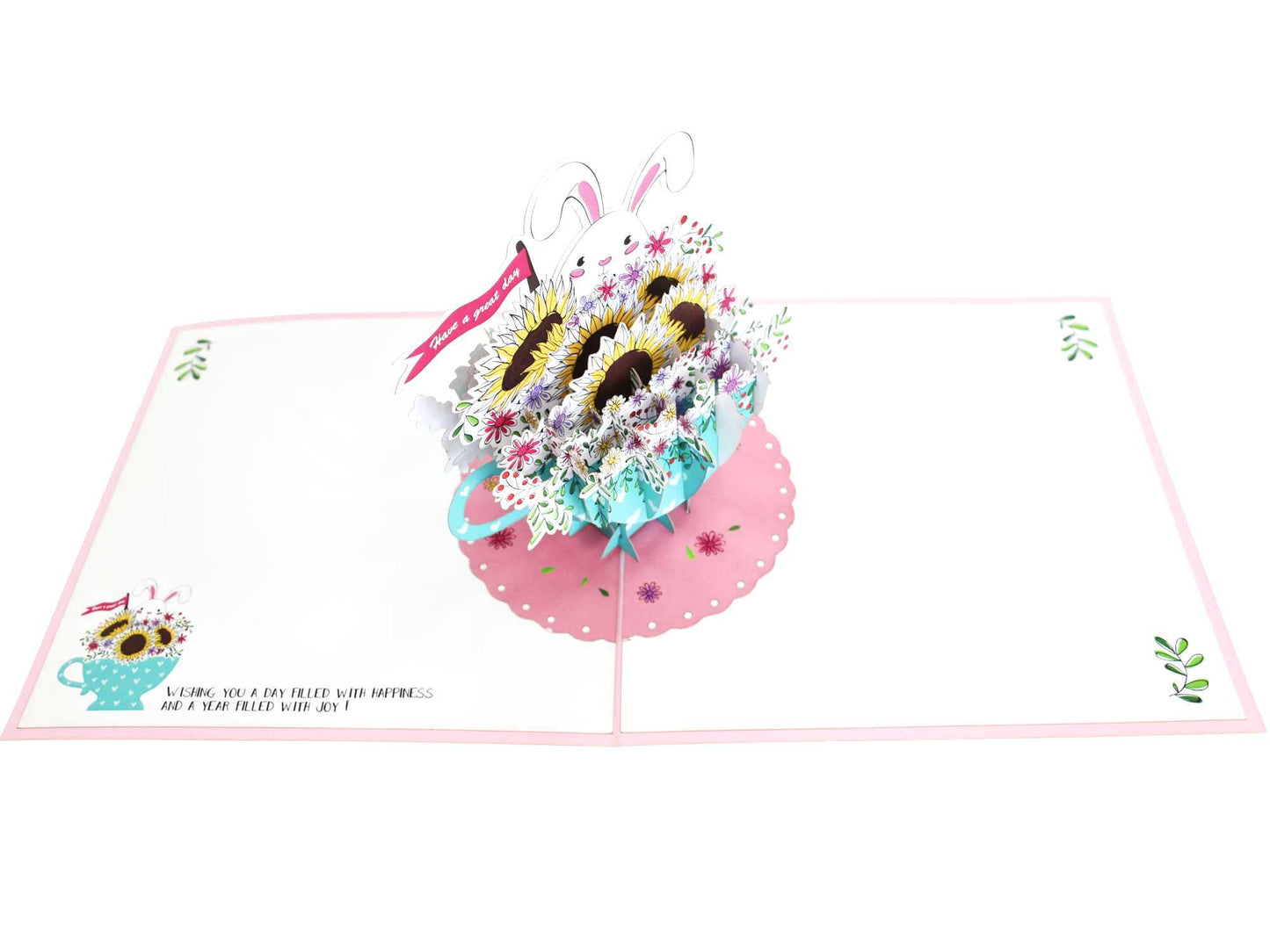 Rabbit in Flower Cup Pop Up Card