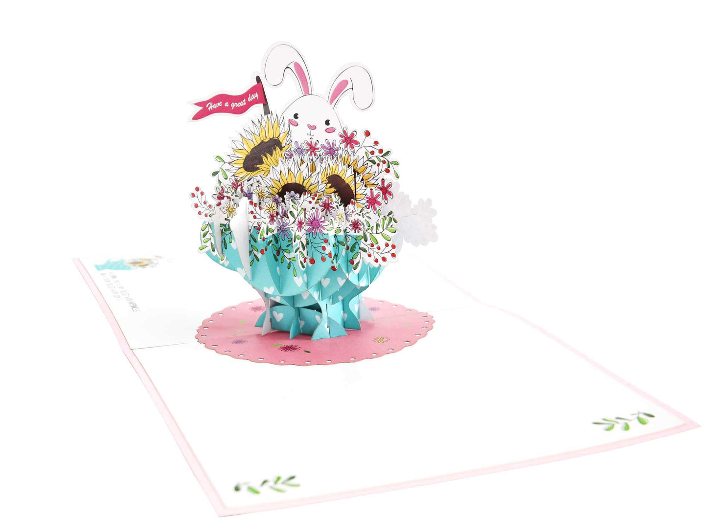 Rabbit in Flower Cup Pop Up Card