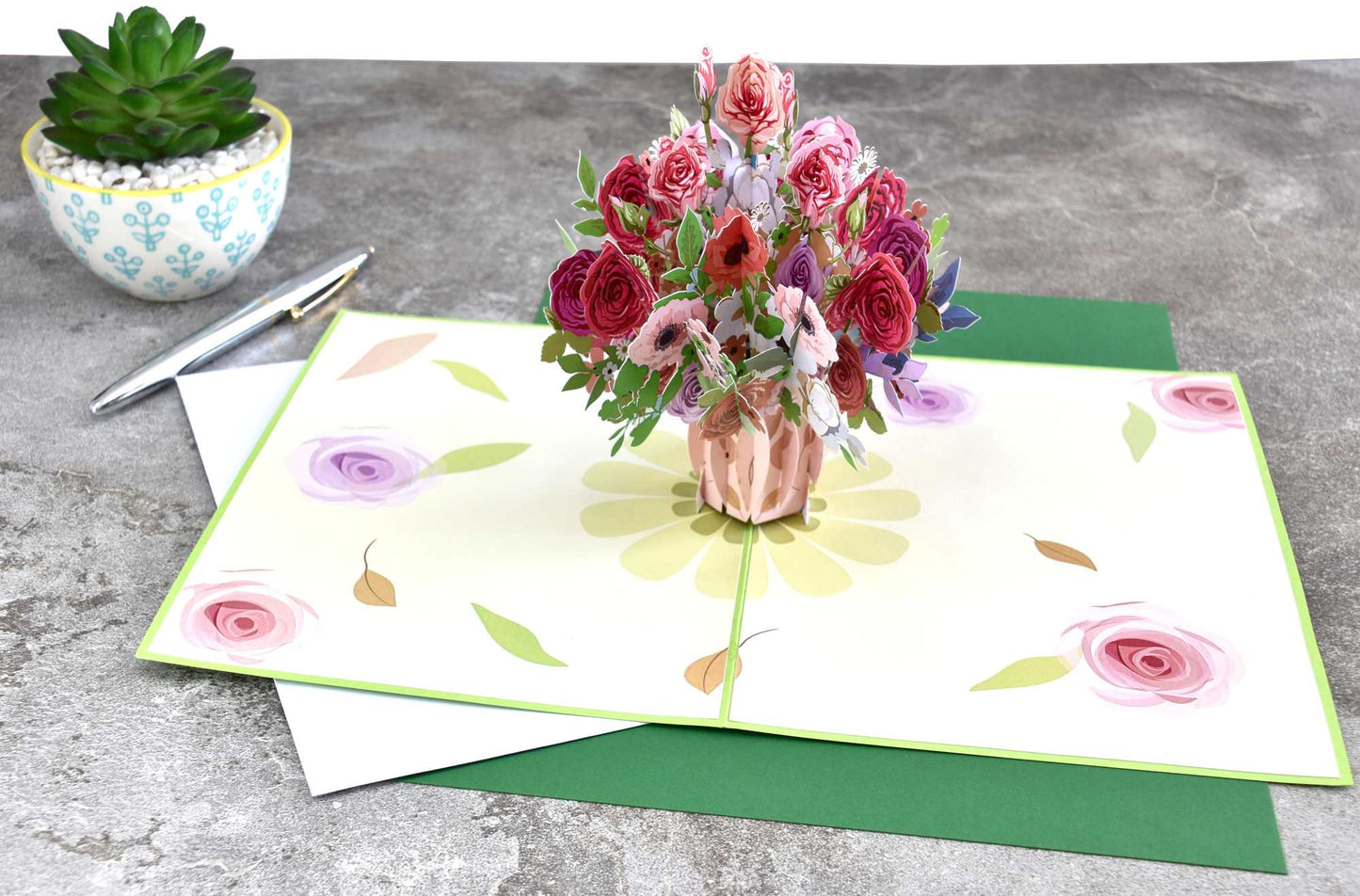 Pink Roses Pop Up Card