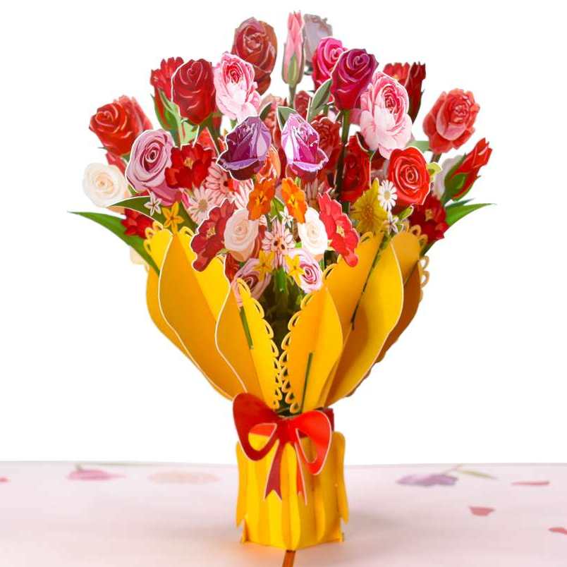 Rose bouquet 3D Pop Up Card