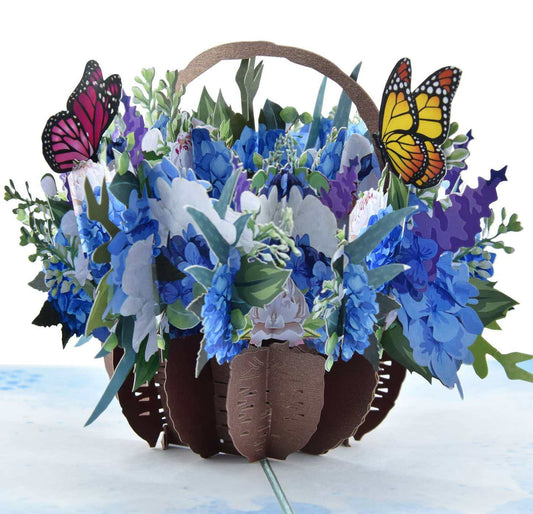 Hydrangea Flower Basket Pop Up Card