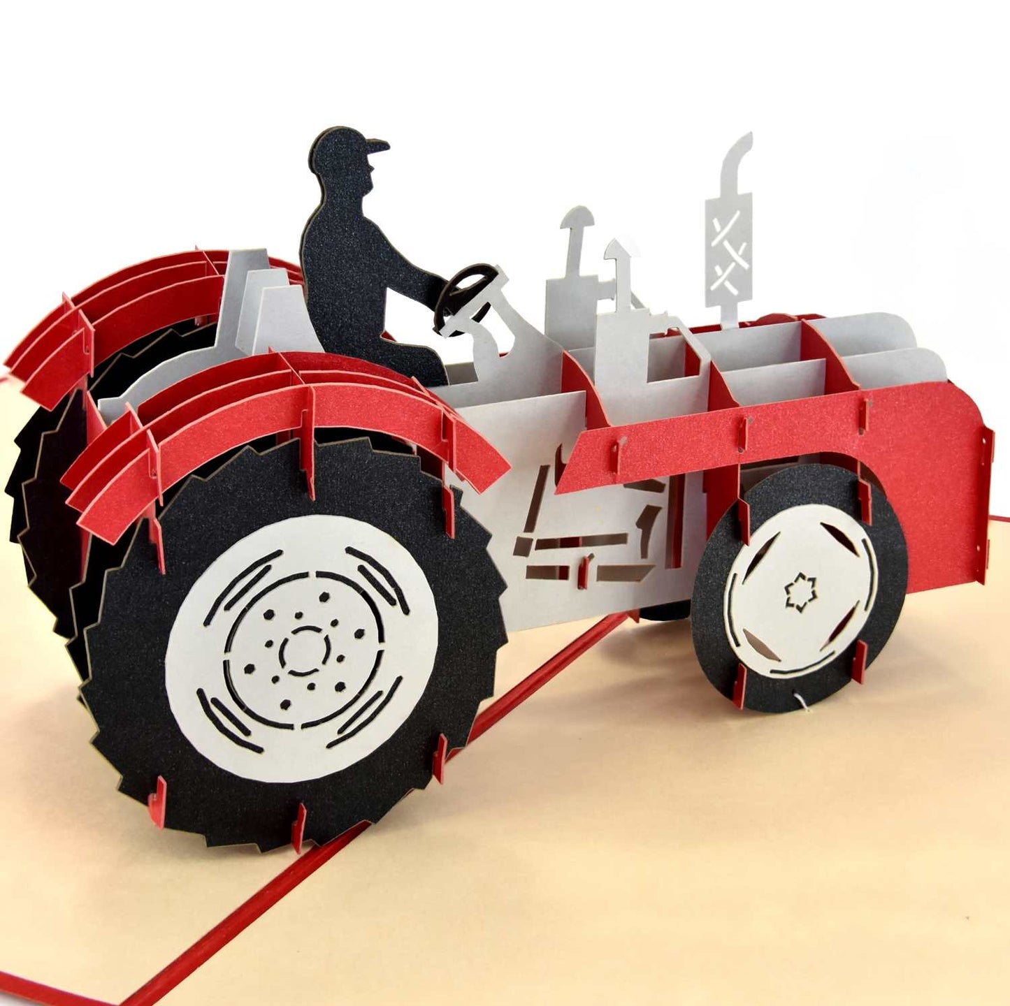 Red Tractor Pop Up Card