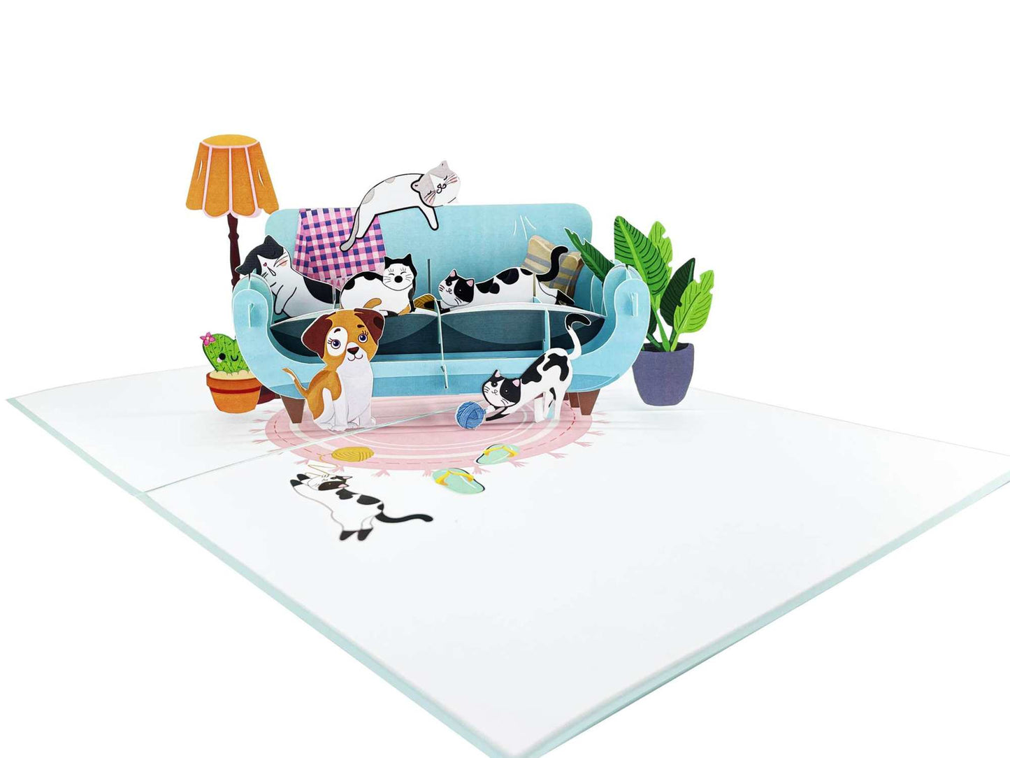 Cats on Sofa Pop Up Card